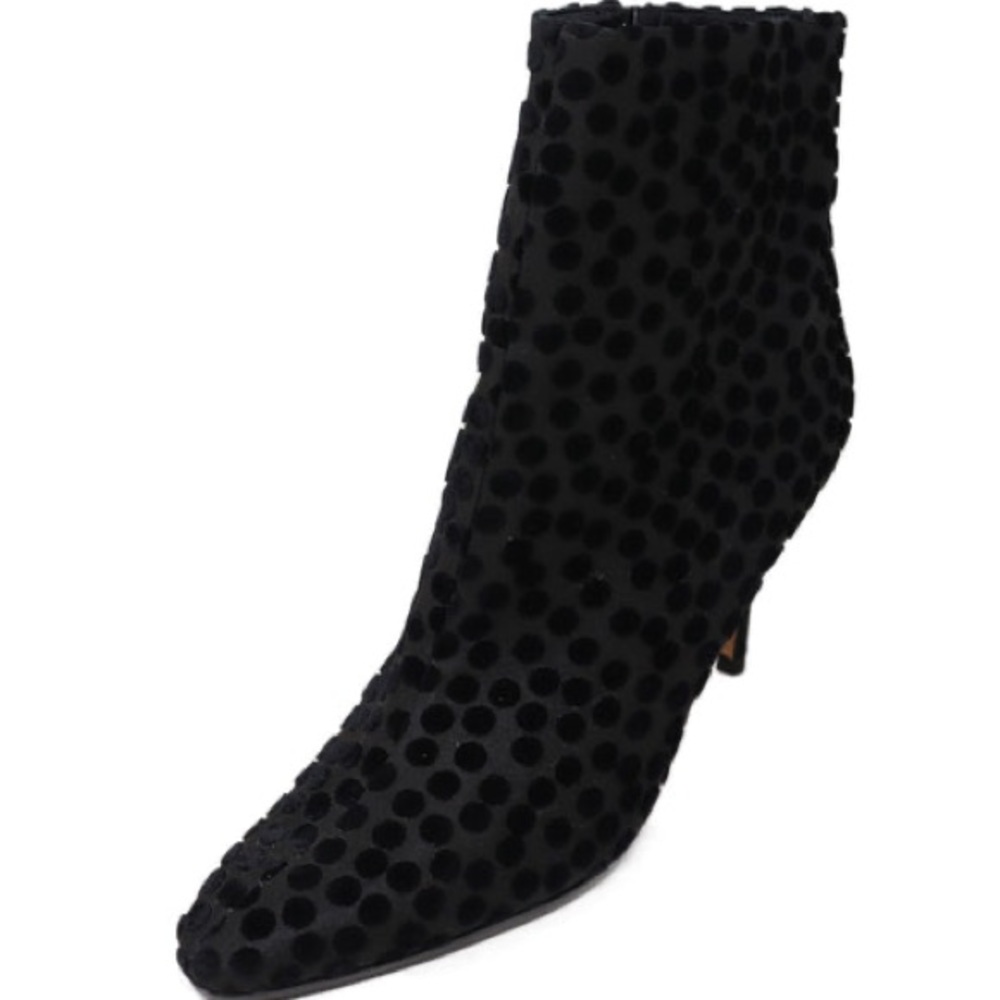 MANOLO BLAHNIK BLACK VELVET DOTTED BOOTIES SZ 41.5 - Picture 2 of 5